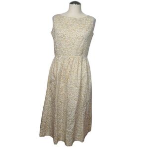 Olive Branch Floral Yellow Purple Crewneck Sleeveless Dress S